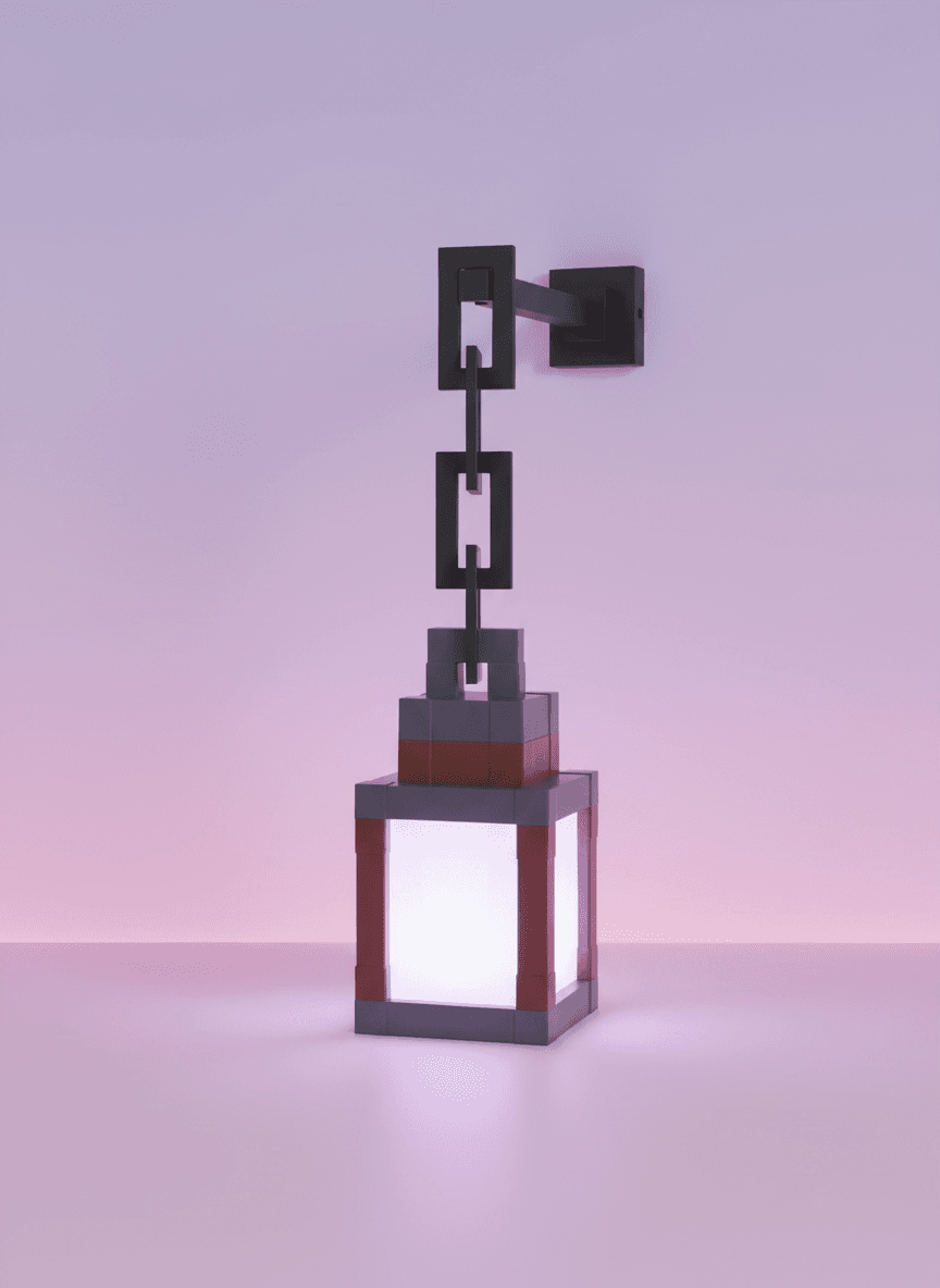 Pixel art lantern RGB gaming light glowing warm tones