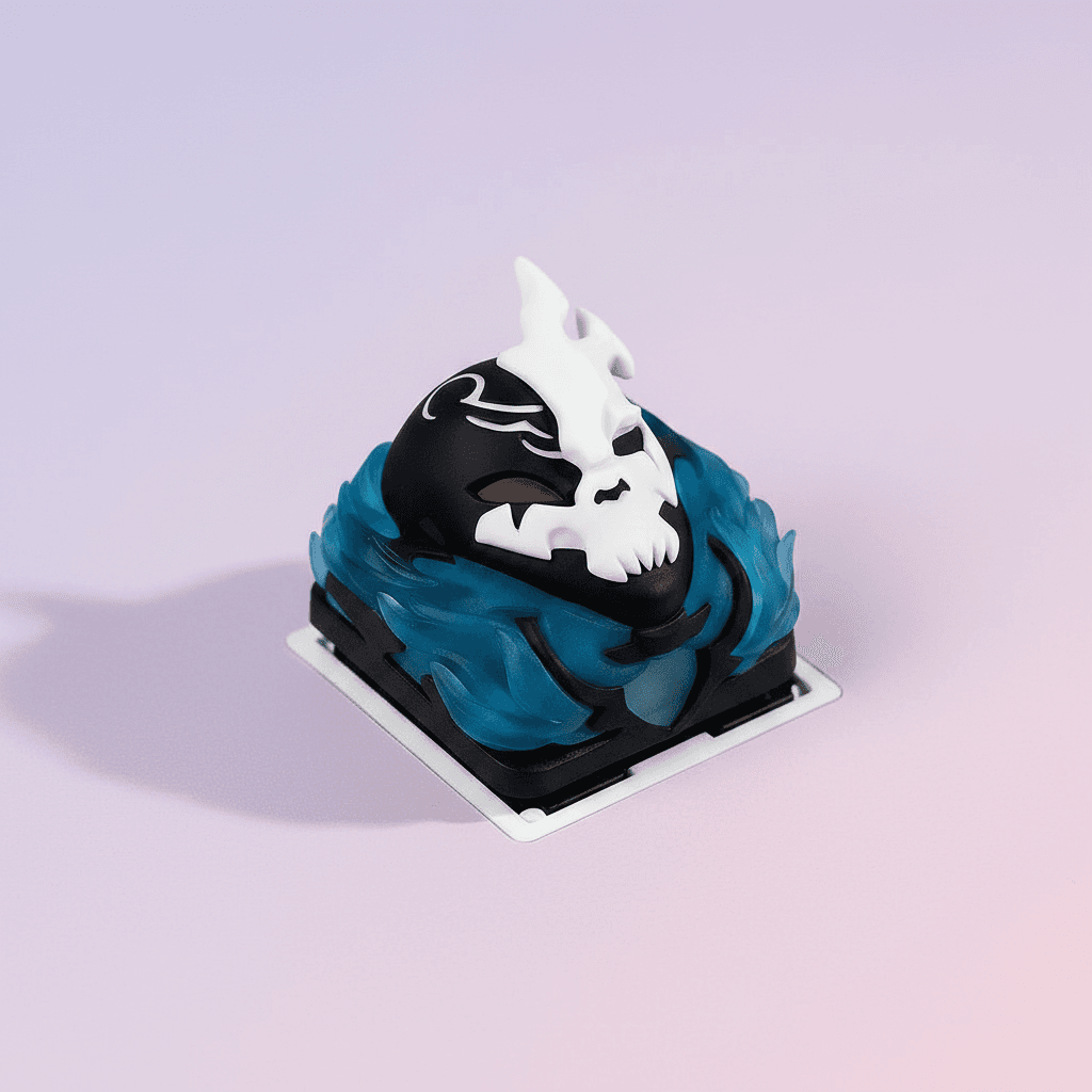 Skull Mask Blue Flame Artisan Keycap
