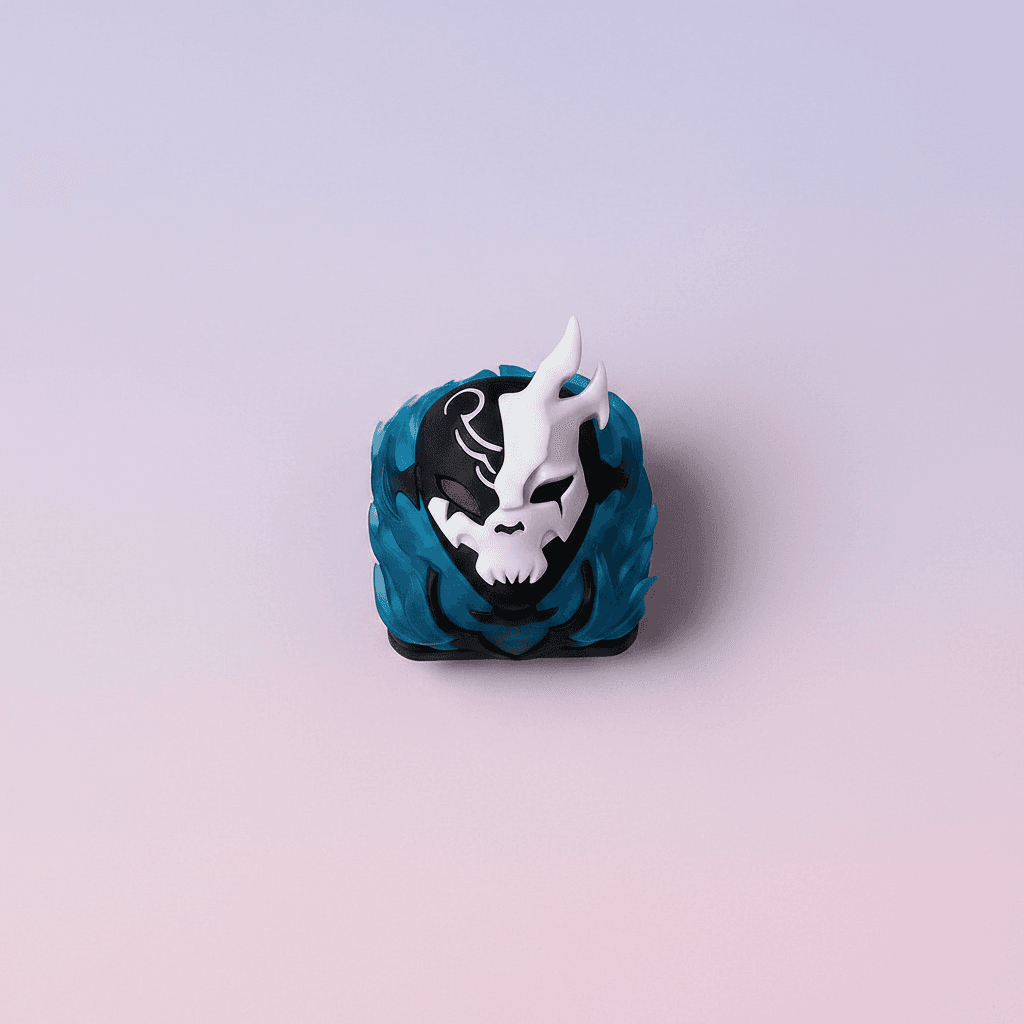 Skull Mask Blue Flame Artisan Keycap — alternate view