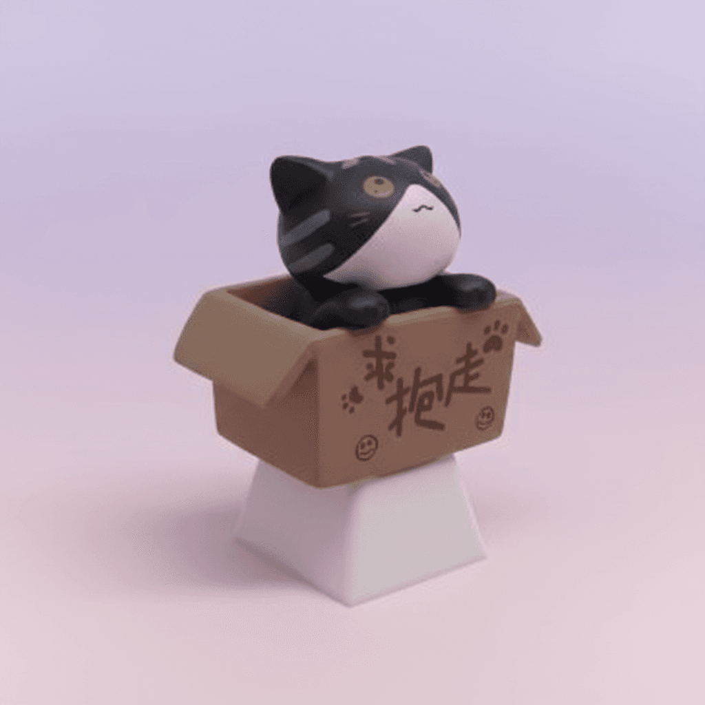 Kitten In A Box Artisan Keycap — alternate view
